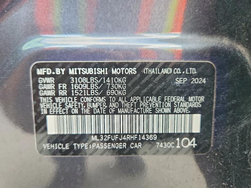 Продаж на аукціоні авто 2024 Mitsubishi Mirage, vin: ML32FUFJ4RHF14369, номер лоту: 53814496