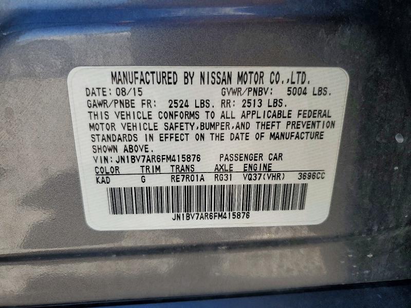 Aukcja sprzedaży 2015 Infiniti Q50, vin: JN1BV7AR6FM415876, numer aukcji: 53136256