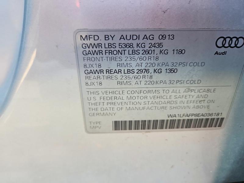2014 Audi Q5 მანქანა იყიდება აუქციონზე, vin: WA1LFAFP8EA036181, აუქციონის ნომერი: 53032096