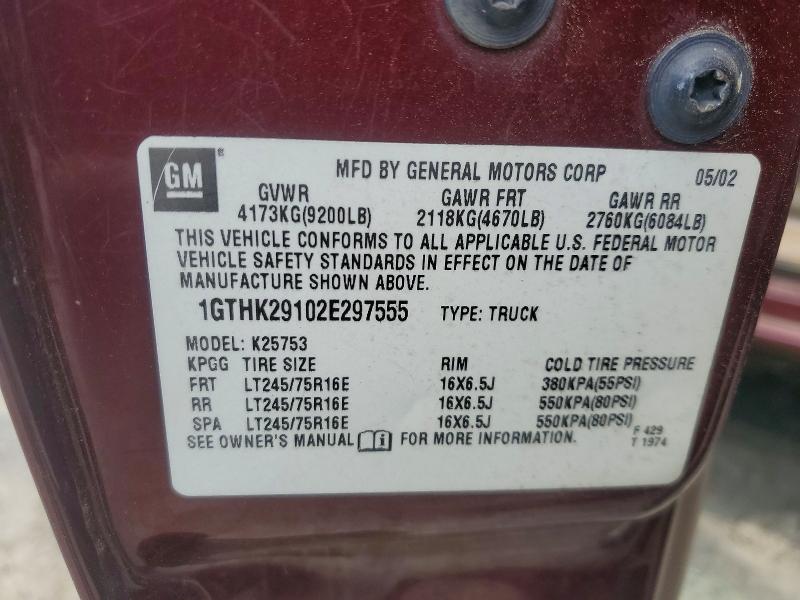 Aukcja sprzedaży 2002 Gmc Sierra, vin: 1GTHK29102E297555, numer aukcji: 53094326
