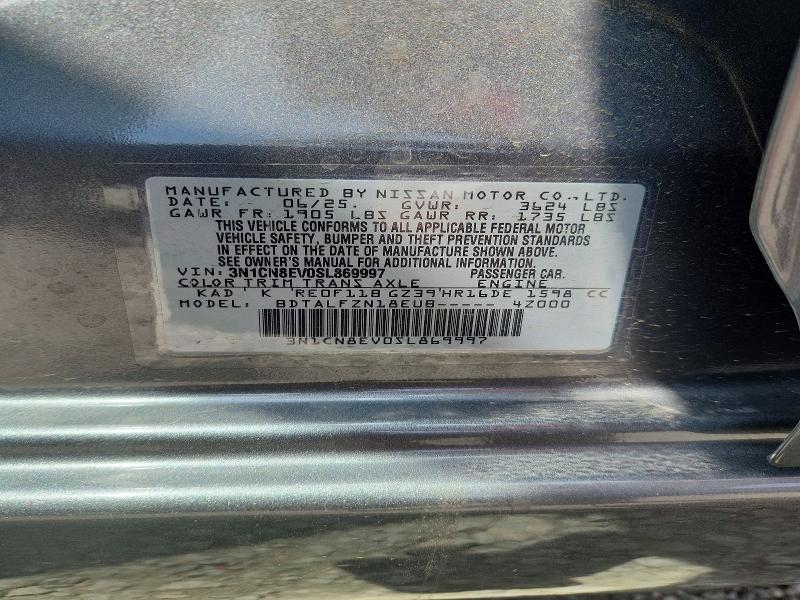 Aukcja sprzedaży 2025 Nissan Versa, vin: 3N1CN8EV0SL869997, numer aukcji: 53930156
