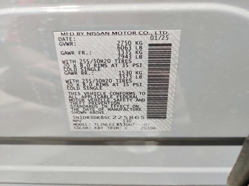 Auction sale of the 2025 Nissan Pathfinder, vin: 5N1DR3DK8SC225865, lot number: 52803676