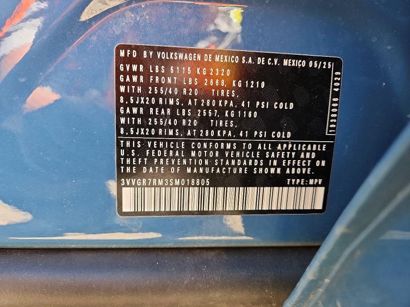 53873226 :رقم المزاد ، 3VVGR7RM3SM018805 vin ، 2025 Volkswagen Tiguan مزاد بيع