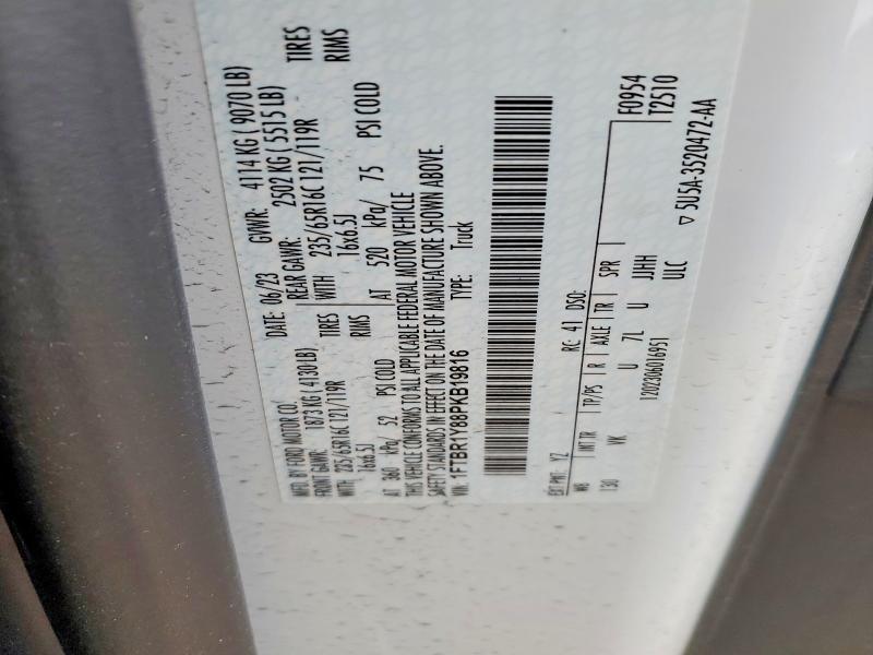 Продаж на аукціоні авто 2023 Ford Transit, vin: 1FTBR1Y88PKB19816, номер лоту: 53454756