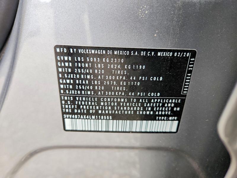 55499826 :رقم المزاد ، 3VV4B7AX4LM118555 vin ، 2020 Volkswagen Tiguan مزاد بيع