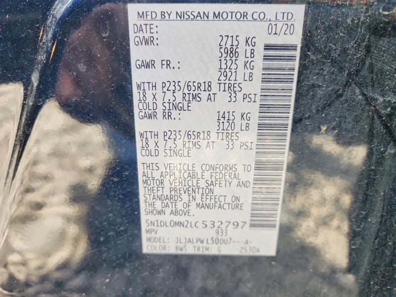 Aukcja sprzedaży 2020 Infiniti Qx60, vin: 5N1DL0MN2LC532797, numer aukcji: 54581126