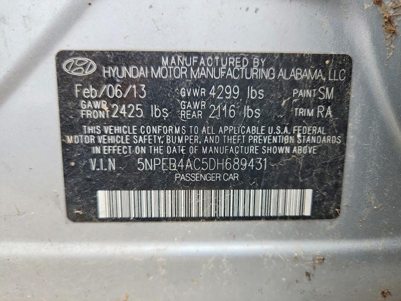 Aukcja sprzedaży 2013 Hyundai Sonata, vin: 5NPEB4AC5DH689431, numer aukcji: 54598386