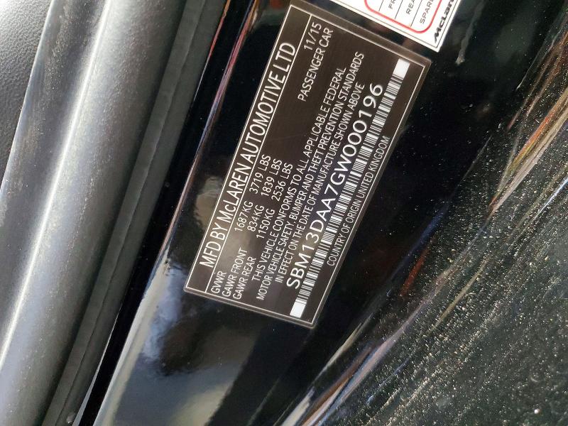 Продажа на аукционе авто 2016 Mclaren Automotive 570s, vin: SBM13DAA7GW000196, номер лота: 52936996