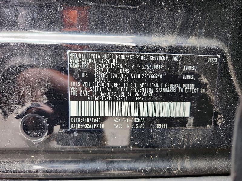 2023 Toyota Rav4 მანქანა იყიდება აუქციონზე, vin: 4T3B6RFVXPU135751, აუქციონის ნომერი: 53337596
