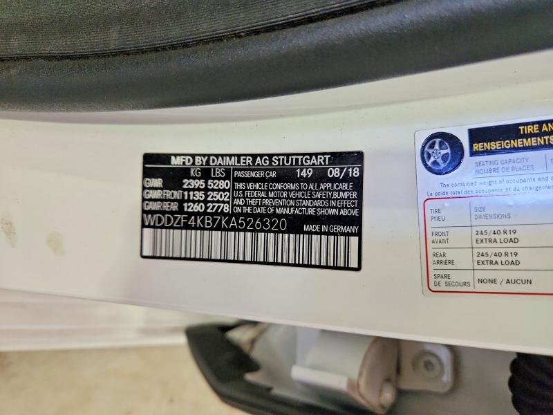 2019 Mercedes-benz E მანქანა იყიდება აუქციონზე, vin: WDDZF4KB7KA526320, აუქციონის ნომერი: 53263516