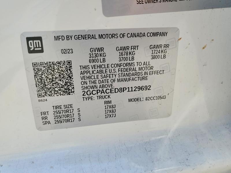 Продаж на аукціоні авто 2023 Chevrolet Silverado, vin: 2GCPACED8P1129692, номер лоту: 54700546