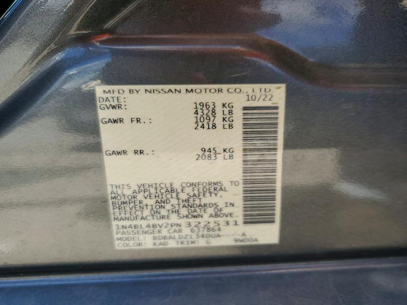 2023 Nissan Altima მანქანა იყიდება აუქციონზე, vin: 1N4BL4BV2PN322531, აუქციონის ნომერი: 55441826