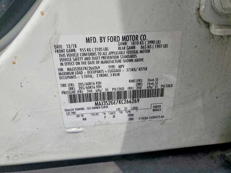 54697956 :رقم المزاد ، MAJ3S2GE7KC266269 vin ، 2019 Ford Ecosport مزاد بيع