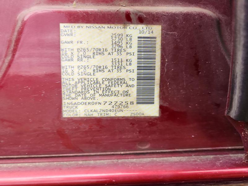 Продажа на аукционе авто 2015 Nissan Frontier, vin: 1N6AD0ER0FN727258, номер лота: 53948346