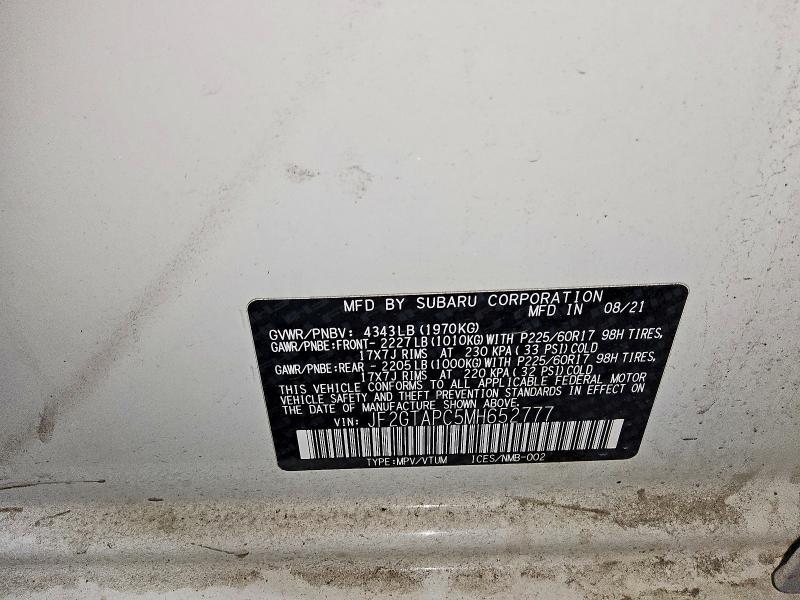 Продаж на аукціоні авто 2021 Subaru Crosstrek, vin: JF2GTAPC5MH652777, номер лоту: 54246086