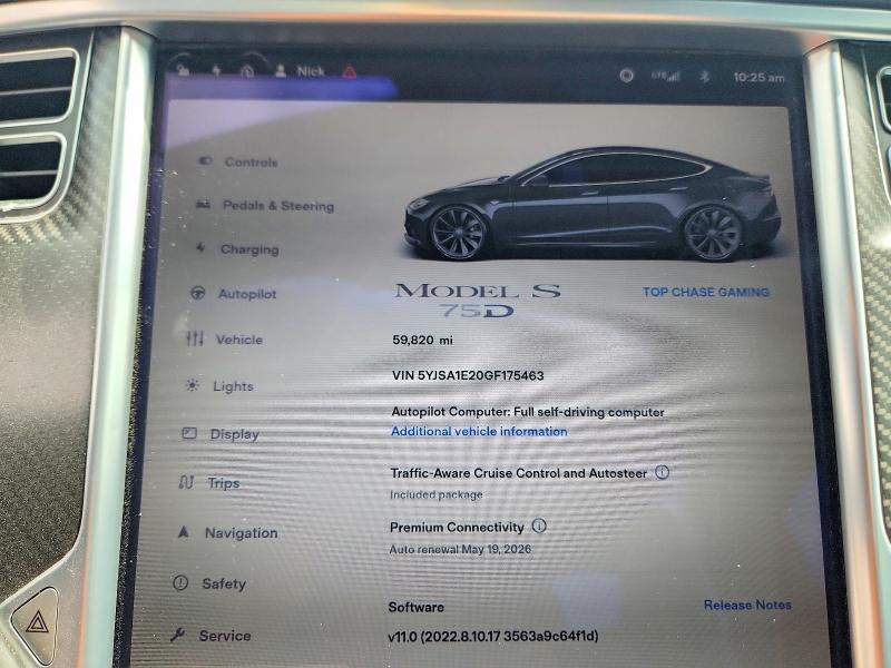 Продаж на аукціоні авто 2016 Tesla Model S, vin: 5YJSA1E20GF175463, номер лоту: 52965166