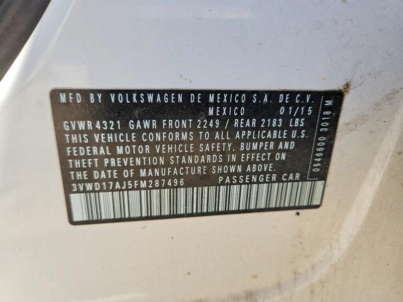 Продаж на аукціоні авто 2015 Volkswagen Jetta, vin: 3VWD17AJ5FM287496, номер лоту: 53367036