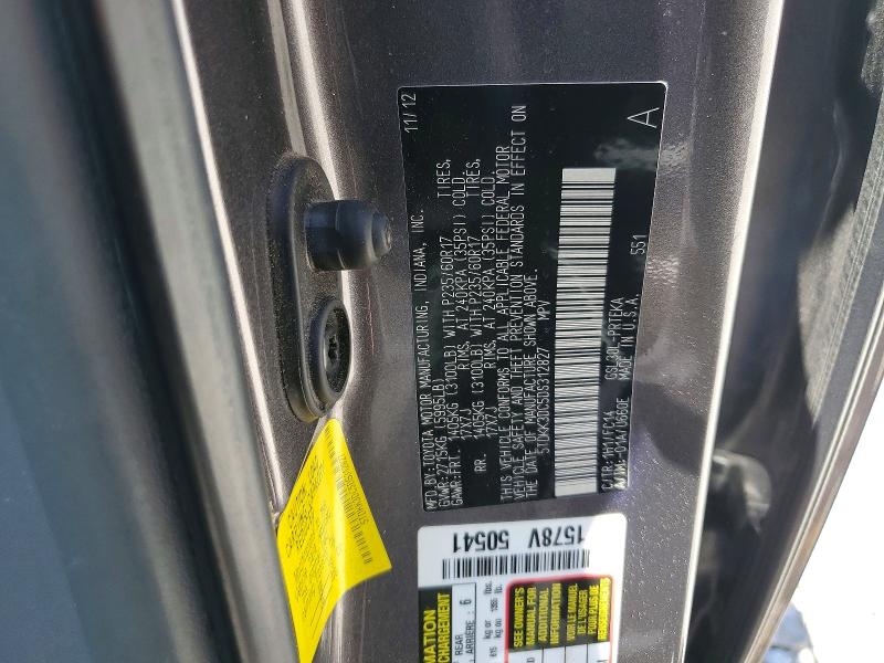 Aukcja sprzedaży 2013 Toyota Sienna, vin: 5TDKK3DC5DS312827, numer aukcji: 55056596