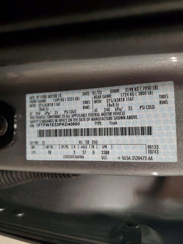 Aukcja sprzedaży 2023 Ford F150, vin: 1FTFW1E53PKD40860, numer aukcji: 51559726