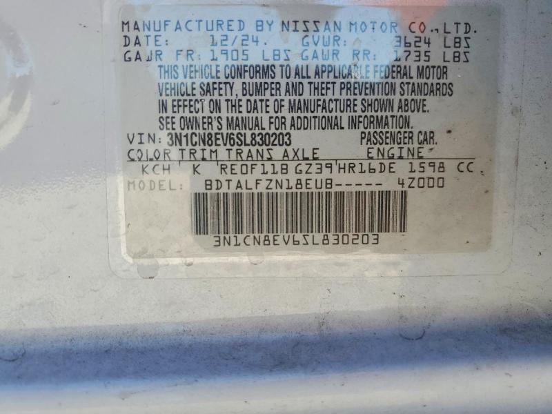 Продажа на аукционе авто 2025 Nissan Versa, vin: 3N1CN8EV6SL830203, номер лота: 53589986