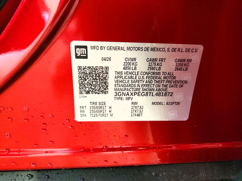 53829256 :رقم المزاد ، 3GNAXPEG8TL481872 vin ، 2026 Chevrolet Equinox مزاد بيع