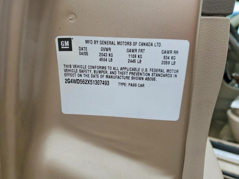 51103686 :رقم المزاد ، 2G4WD562X51307493 vin ، 2005 Buick Lacrosse مزاد بيع