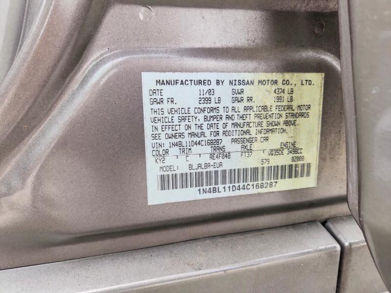 Продажа на аукционе авто 2004 Nissan Alitma, vin: 1N4BL11D44C168287, номер лота: 52350736