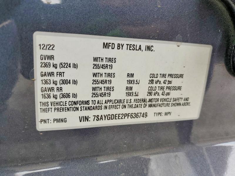 Продажа на аукционе авто 2023 Tesla Model Y, vin: 7SAYGDEE2PF636749, номер лота: 54915036