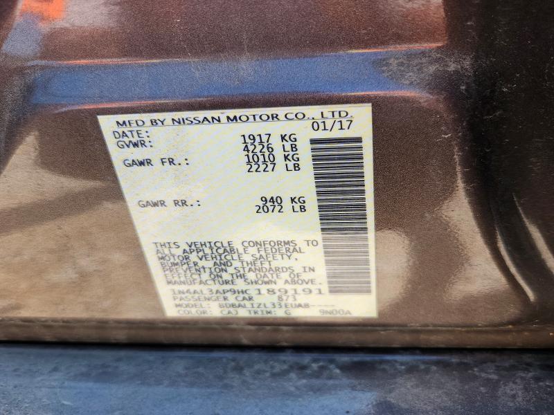 Продажа на аукционе авто 2017 Nissan Altima, vin: 1N4AL3AP9HC189191, номер лота: 55126516