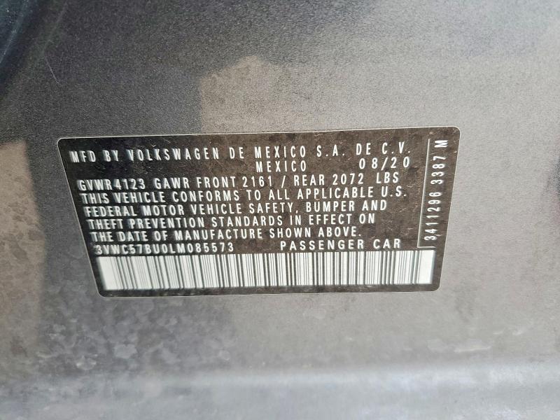2020 Volkswagen Jetta მანქანა იყიდება აუქციონზე, vin: 3VWC57BU0LM085573, აუქციონის ნომერი: 52724796