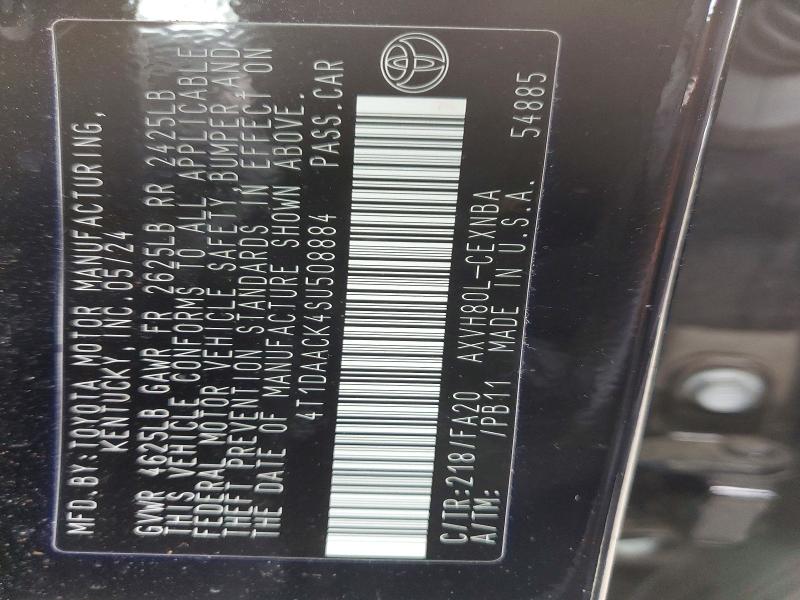 2025 Toyota Camry მანქანა იყიდება აუქციონზე, vin: 4T1DAACK4SU508884, აუქციონის ნომერი: 52726466