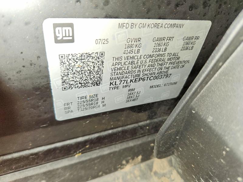 Aukcja sprzedaży 2026 Chevrolet Trax, vin: KL77LKEP6TC003797, numer aukcji: 53376096