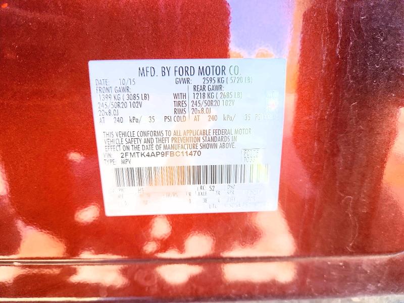 Продаж на аукціоні авто 2015 Ford Edge, vin: 2FMTK4AP9FBC11470, номер лоту: 53116526