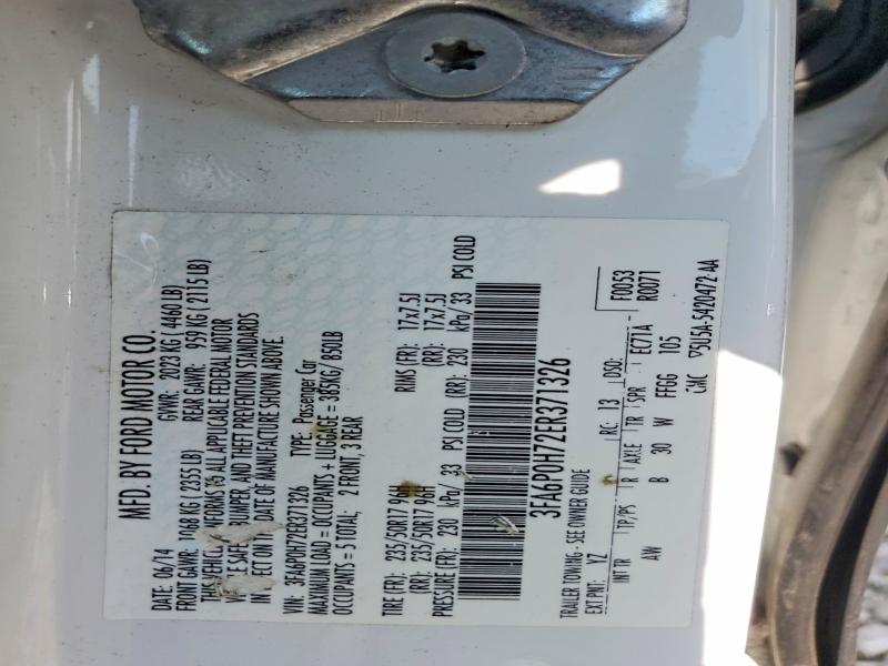 2014 Ford Fusion მანქანა იყიდება აუქციონზე, vin: 3FA6P0H72ER371326, აუქციონის ნომერი: 53522506