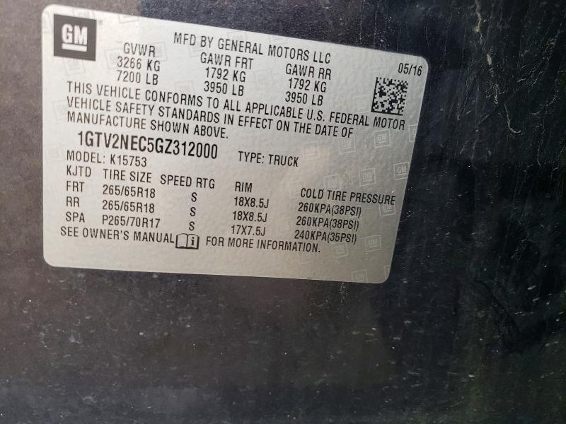 Aukcja sprzedaży 2016 Gmc Sierra, vin: 1GTV2NEC5GZ312000, numer aukcji: 53968466
