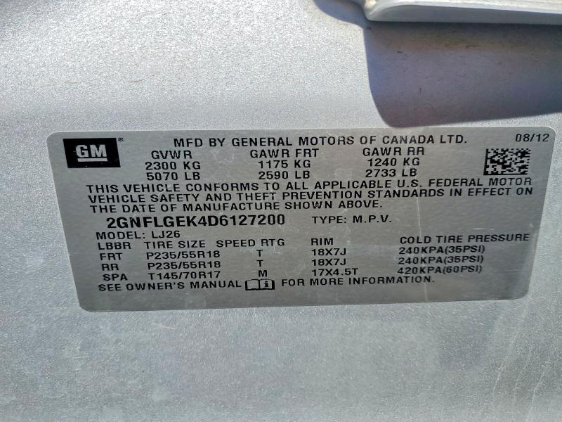 Продаж на аукціоні авто 2013 Chevrolet Equinox, vin: 2GNFLGEK4D6127200, номер лоту: 54398116