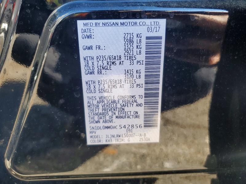 Продаж на аукціоні авто 2017 Infiniti Qx60, vin: 5N1DL0MM0HC542856, номер лоту: 52153446