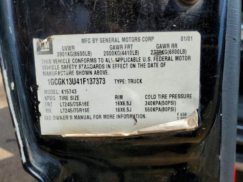 Продажа на аукционе авто 2001 Chevrolet Silverado, vin: 1GCGK13U41F137373, номер лота: 53543696