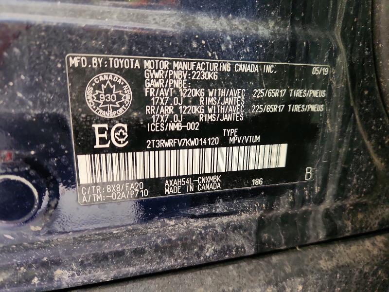 Auction sale of the 2019 Toyota Rav4 Hybrid, vin: 2T3RWRFV7KW014120, lot number: 50994016
