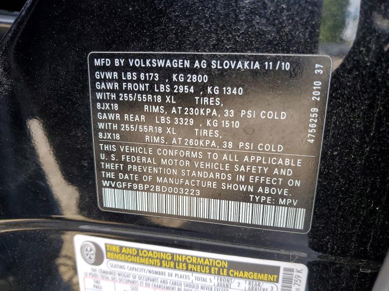 Aukcja sprzedaży 2011 Volkswagen Touareg, vin: WVGFF9BP2BD003223, numer aukcji: 52408596