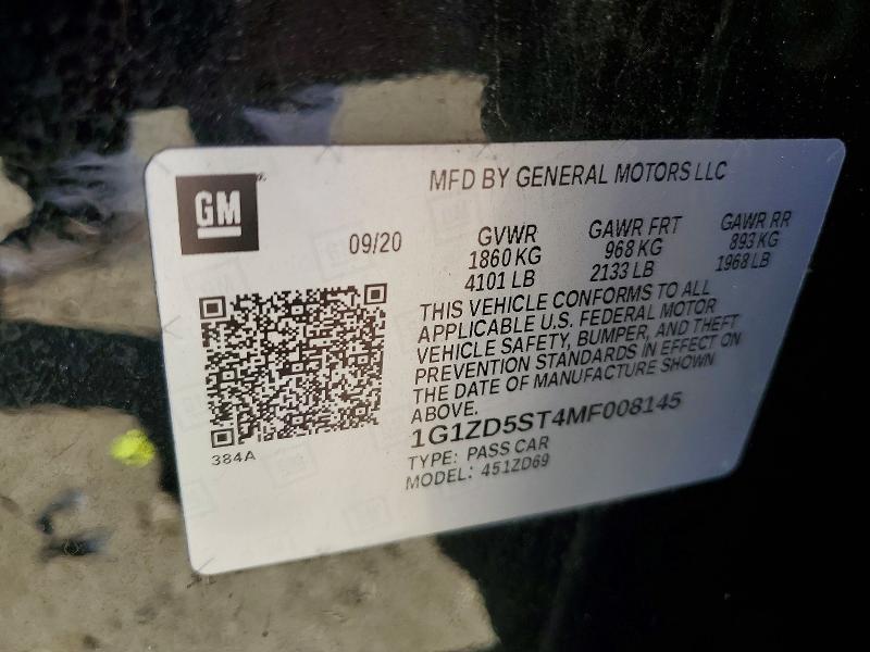 Продажа на аукционе авто 2021 Chevrolet Malibu, vin: 1G1ZD5ST4MF008145, номер лота: 53418126