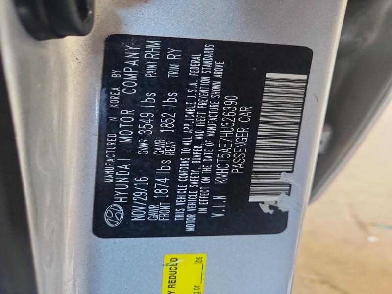 55122576 :رقم المزاد ، KMHCT5AE7HU326390 vin ، 2017 Hyundai Accent مزاد بيع