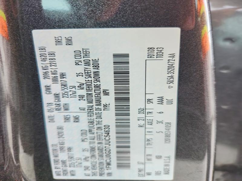 Aukcja sprzedaży 2018 Ford Escape, vin: 1FMCU0GD7JUC54630, numer aukcji: 55536436