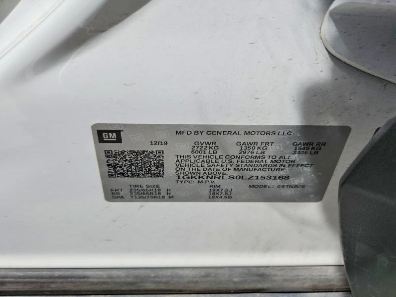 2020 Gmc Acadia მანქანა იყიდება აუქციონზე, vin: 1GKKNRLS0LZ153168, აუქციონის ნომერი: 52465836