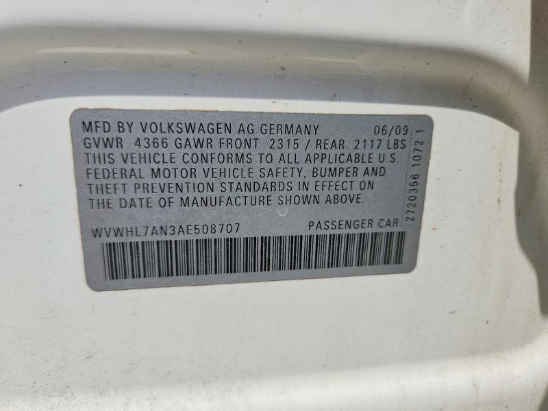 Продажа на аукционе авто 2010 Volkswagen Cc, vin: WVWHL7AN3AE508707, номер лота: 53881306