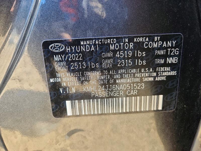Продаж на аукціоні авто 2022 Hyundai Sonata, vin: KMHL24JJ6NA051523, номер лоту: 53216056