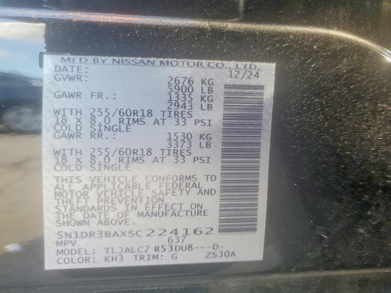 53926216 :رقم المزاد ، 5N1DR3BAXSC224162 vin ، 2025 Nissan Pathfinder مزاد بيع