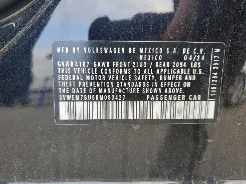 53212786 :رقم المزاد ، 3VWEM7BU6RM083427 vin ، 2024 Volkswagen Jetta مزاد بيع