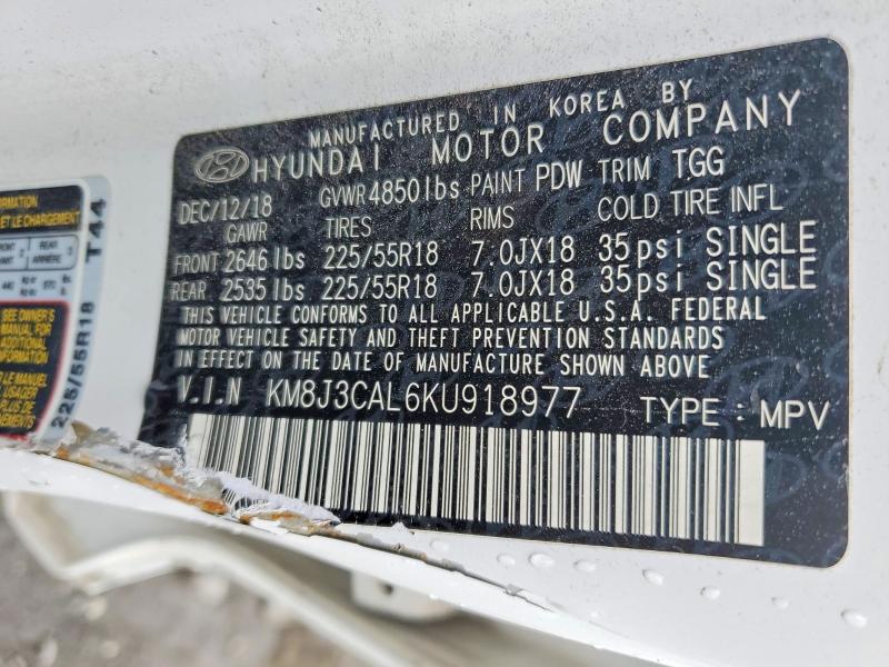 2019 Hyundai Tucson მანქანა იყიდება აუქციონზე, vin: KM8J3CAL6KU918977, აუქციონის ნომერი: 55051366