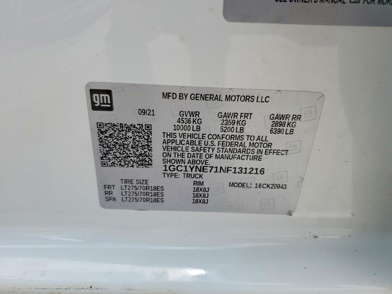 Aukcja sprzedaży 2022 Chevrolet Silverado, vin: 1GC1YNE71NF131216, numer aukcji: 54687486